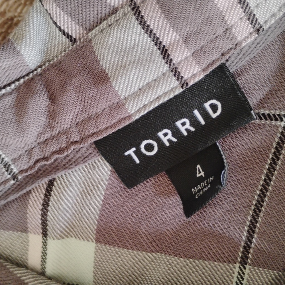 Torrid Gray Plaid Button Down - image 2